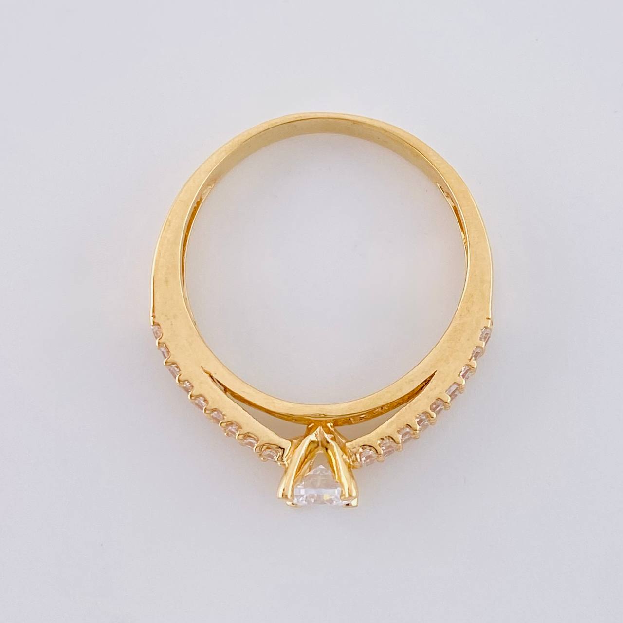 Double Line Solitaire Ring Dense 3.25 g / T7 Yellow Gold 18K