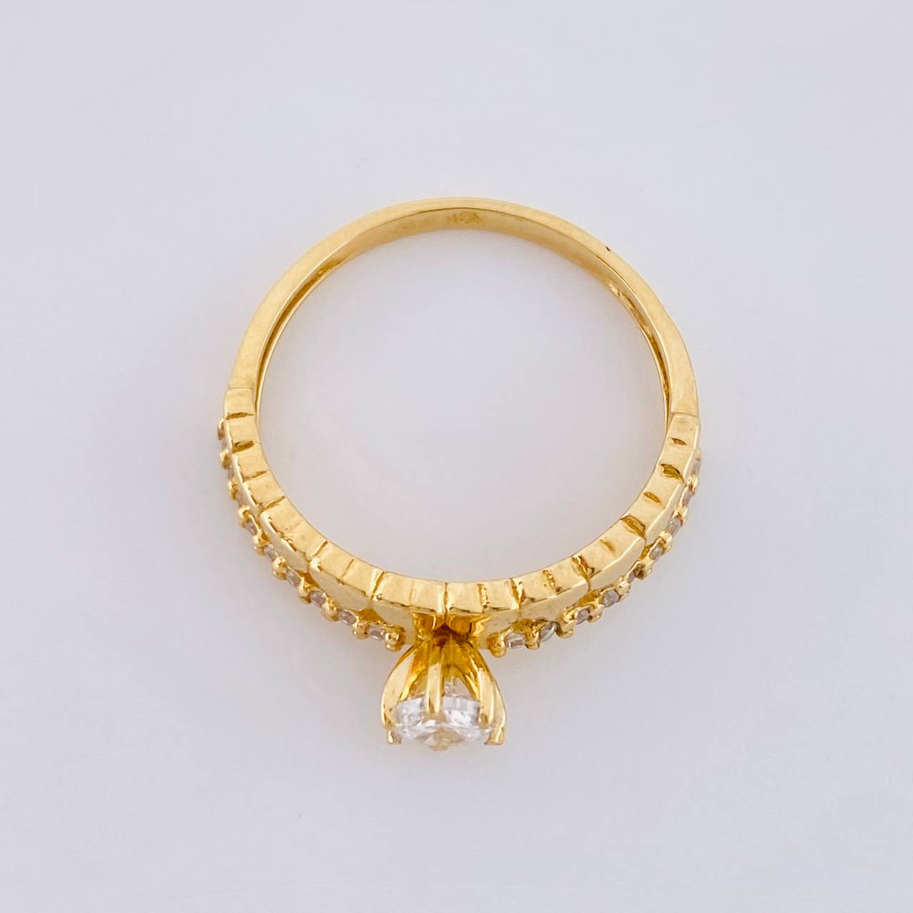 Solitaire Ring Dual Hearts 2.35 g / T6 1/4 Yellow Gold 18K