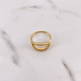 Oval Ring 3.1gr / Size 7 3/4 / White Zircons 18K Yellow Gold $