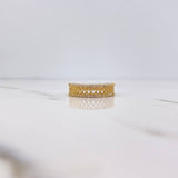 Rustic Ring Curves 4gr / T8 / White Zircons 18K Yellow Gold $