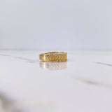 Rustic Ring Curves 4gr / T8 / White Zircons 18K Yellow Gold $
