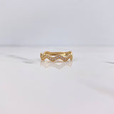 Zig-Zag Wave Ring 1.85gr / Size 6 3/4 / White Zircons 18K Yellow Gold $