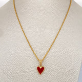 Set Cadena y Dije Lazo + Corazon  Electroestatico Rojo 1,8gr / Oro Amarillo 18K &