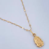 Set Cadena y Dije Flor Espejo + Silueta Virgen de Guadalupe 0,65gr / Oro Amarillo 18K &