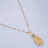Set Cadena y Dije Flor Espejo + Silueta Virgen de Guadalupe 0,6gr / Oro Amarillo 18K &