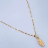 Set Cadena y Dije Flor Espejo + Silueta Virgen de Guadalupe 1,25gr / Oro Amarillo 18K &