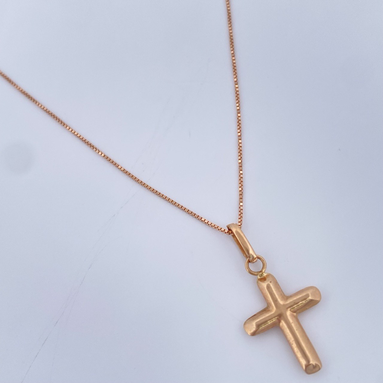 Set Cadena y Dije Veneciana + Cruz 1,65gr / Oro Rosa 18K &