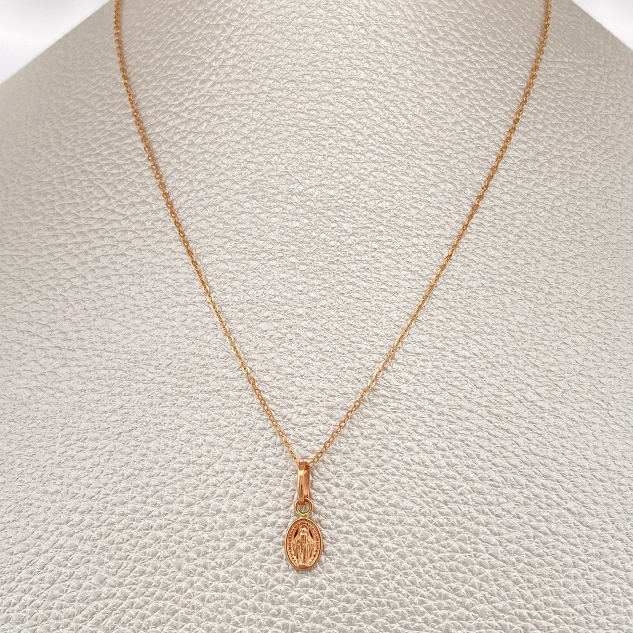 Set Cadena y Dije Aro Seguido + Milagrosa 1,35gr / Oro Rosa 18K &