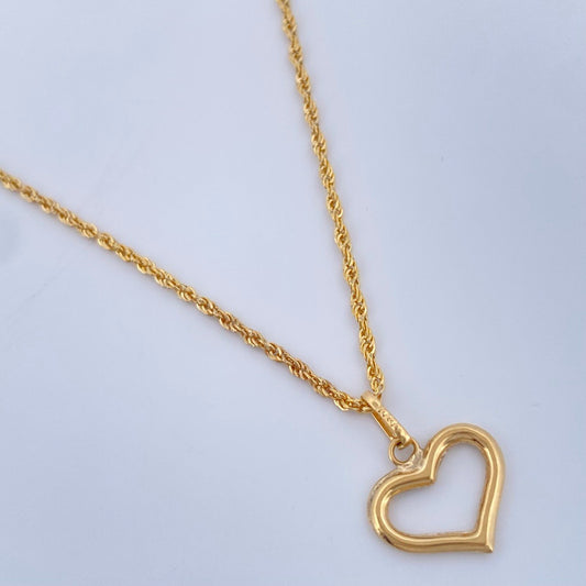 Chain and Pendant Set Bow + Heart 1.55gr / 18K Yellow Gold &