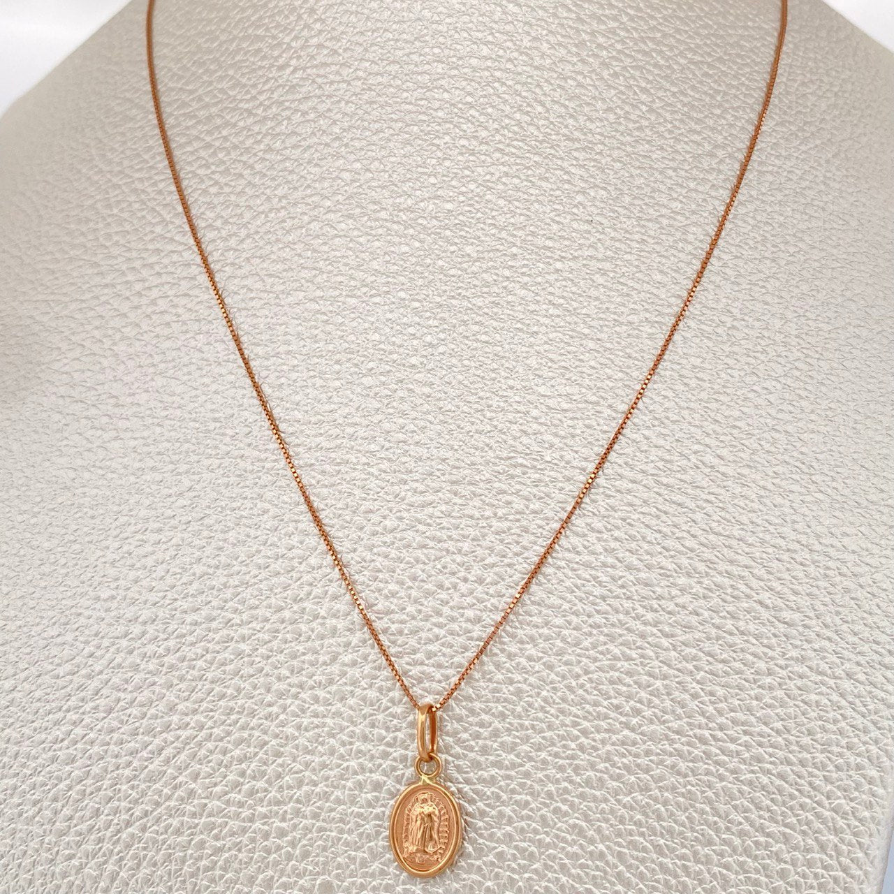 Set Cadena y Dije Veneciana + Virgen de Guadalupe 1,85gr / Oro Rosa  18K &