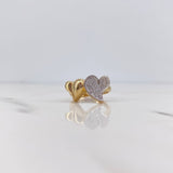 Hearts Ring 4.5gr / Size 5 3/4 / White Zircons Two-tone Yellow and White Gold 18K $