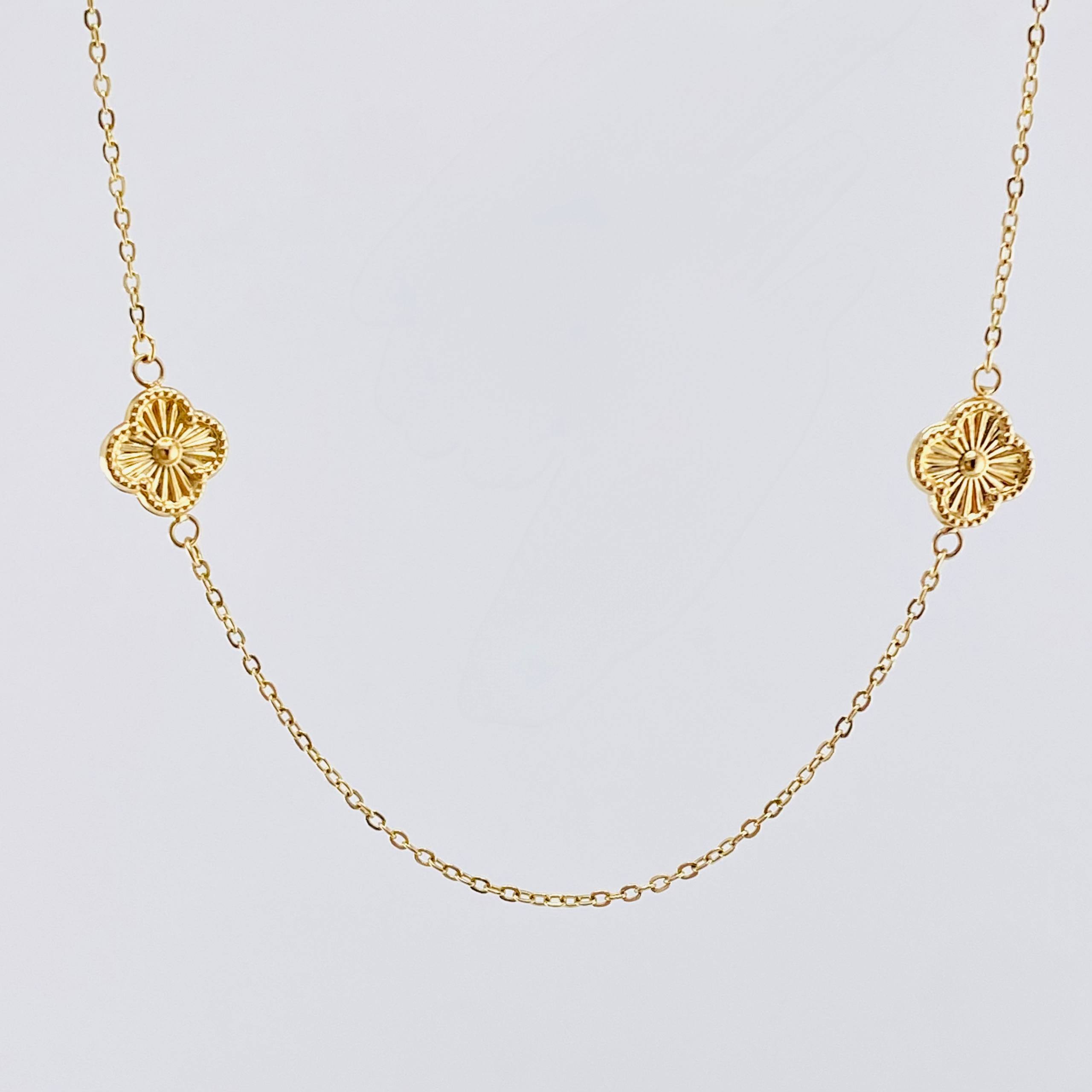 Cadena Aro Seguido Trebol 4.3gr / 19 3/4 in / 1.3mm Oro Amarillo 18K