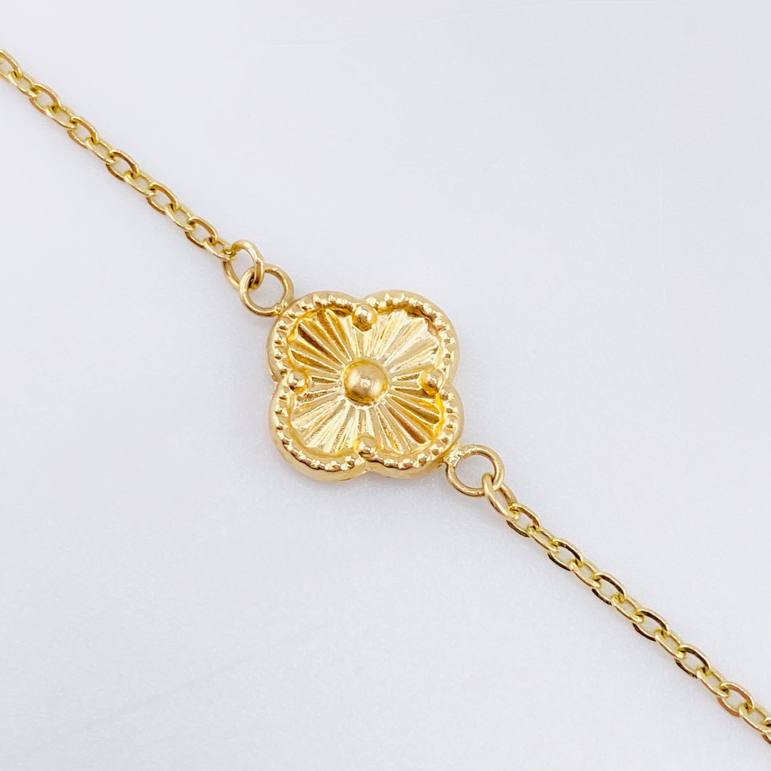 Cadena Aro Seguido Trebol 4.9gr / 17 3/4 in / 1.3mm Oro Amarillo 18K