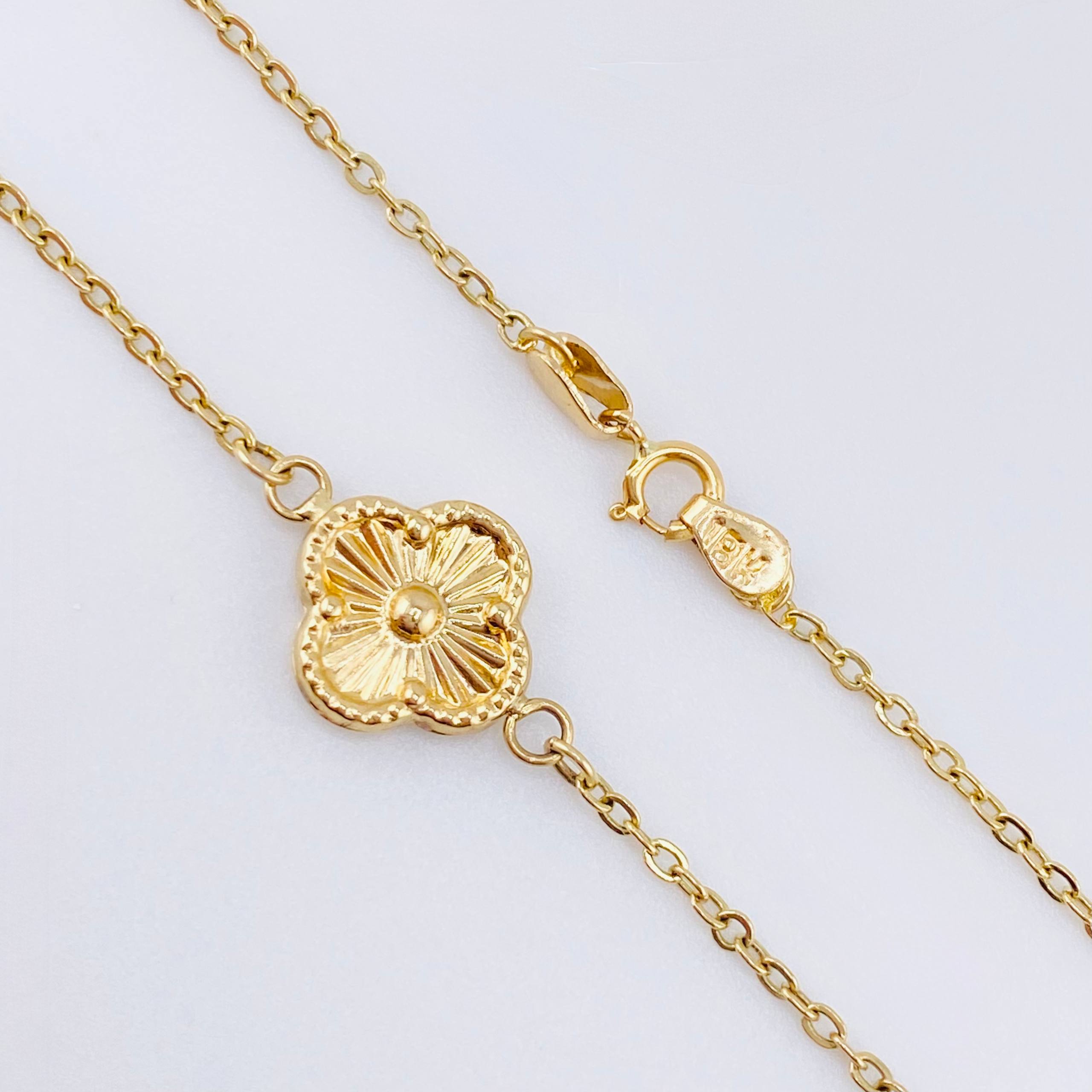 Cadena Aro Seguido Trebol 4.3gr / 19 3/4 in / 1.3mm Oro Amarillo 18K