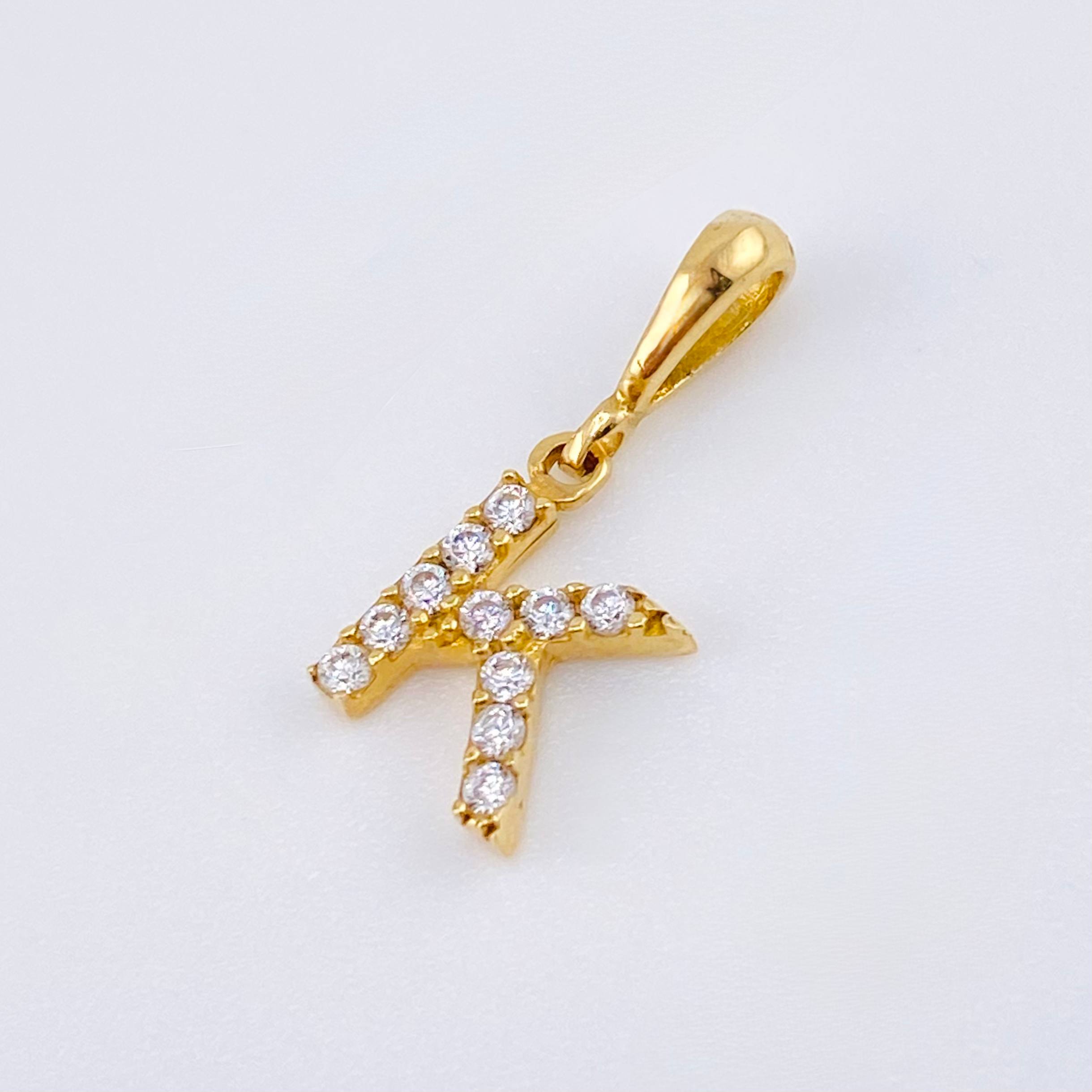 Dije Letra K 0.6gr / 1/2 in / Oro Amarillo 18K *