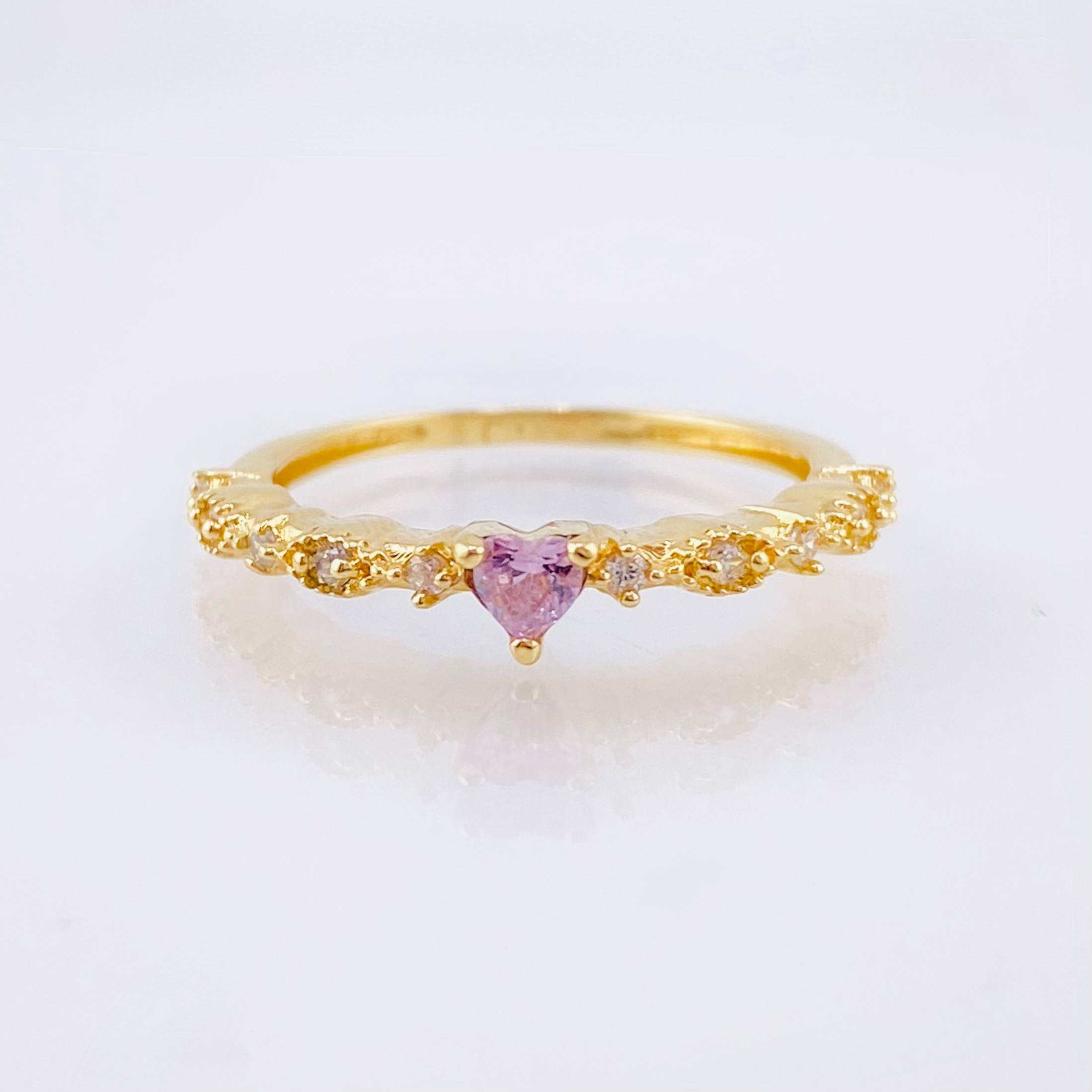 Anillo Solitario Corazon Churumbela 1.8gr / T6 / Oro Amarillo 18K *