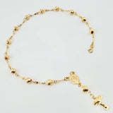 Anklet Denario Miraculous Virgin Miraculous Cross 4.45gr / 11 1/4 in / 5mm Yellow Gold 18K ©