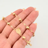 Anklet Denario Miraculous Virgin Miraculous Cross 4.45gr / 11 1/4 in / 5mm Yellow Gold 18K ©