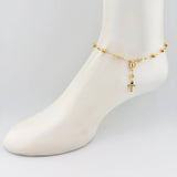 Anklet Denario Miraculous Virgin Miraculous Cross 4.45gr / 11 1/4 in / 5mm Yellow Gold 18K ©
