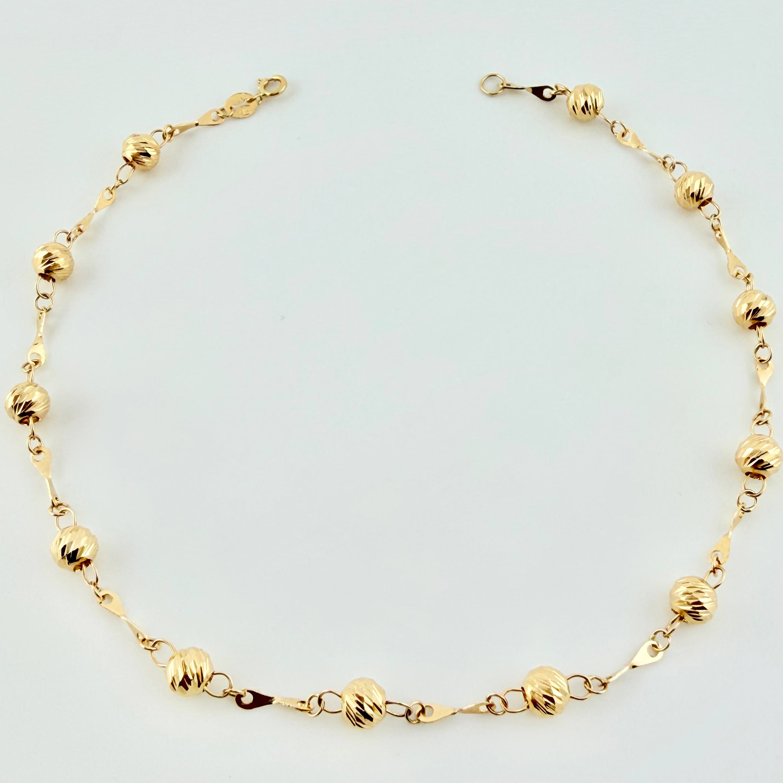 Tobillera Tipo Militar Diamantada 3.05gr / 24.5cm / 5mm Oro Amarillo 18K ©