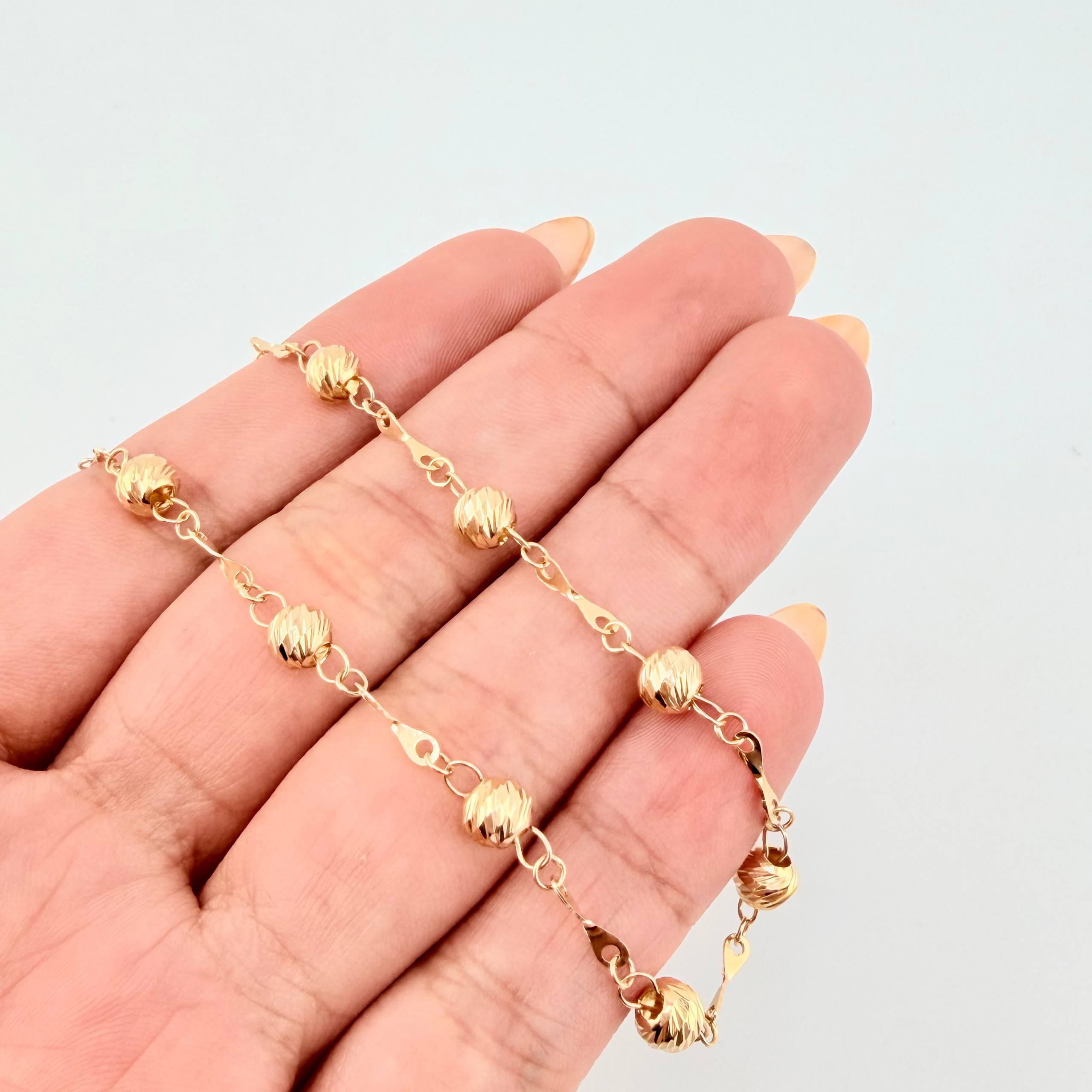 Tobillera Tipo Militar Diamantada 3.05gr / 24.5cm / 5mm Oro Amarillo 18K ©