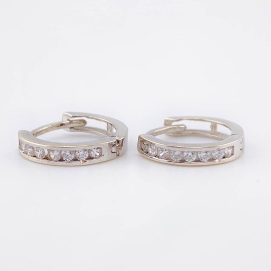 Hoop Earrings Carril Tupido 1.15g / 1/2 in 18K White Gold