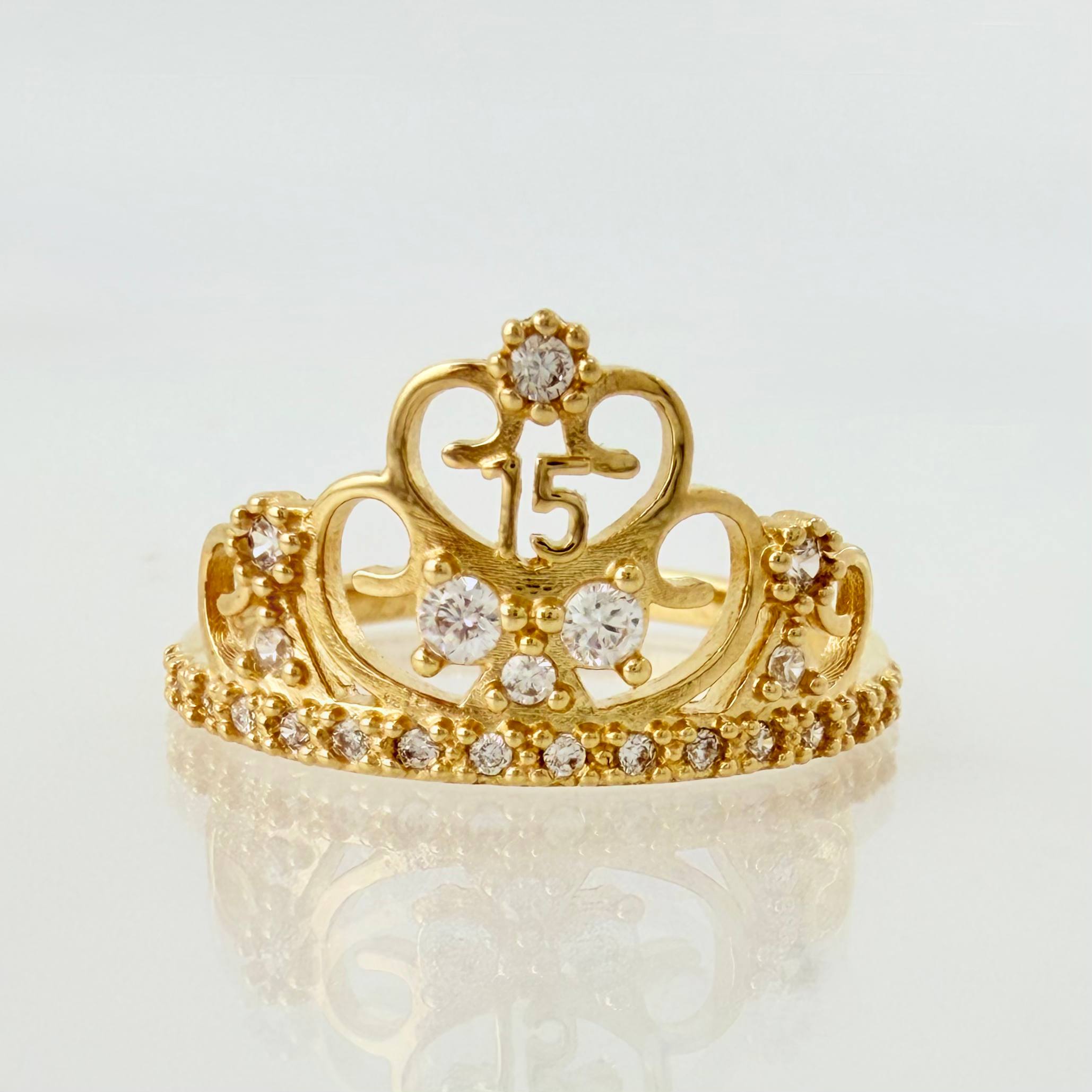 Anillo Corona Quinces 2.7gr / T7 / Oro Amarillo 18K