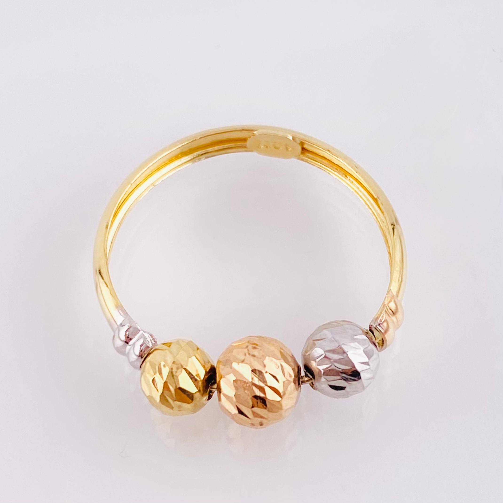 Anillo Trío Bolas 1.5gr / T6 1/2 / Tres Oros 18K