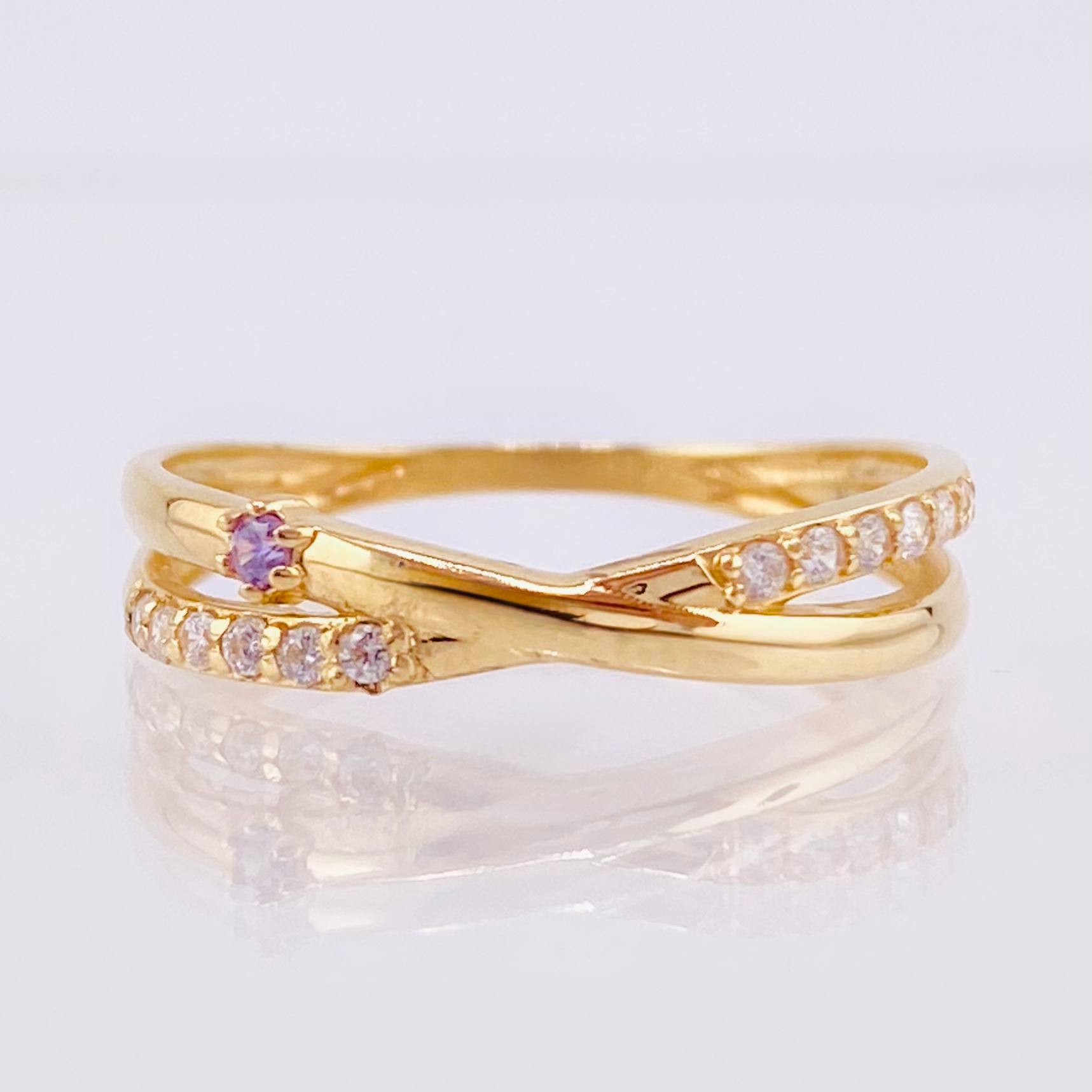 Anillo Carriles Cruzados 1.6gr / T6 1/2 / Oro Amarillo 18K