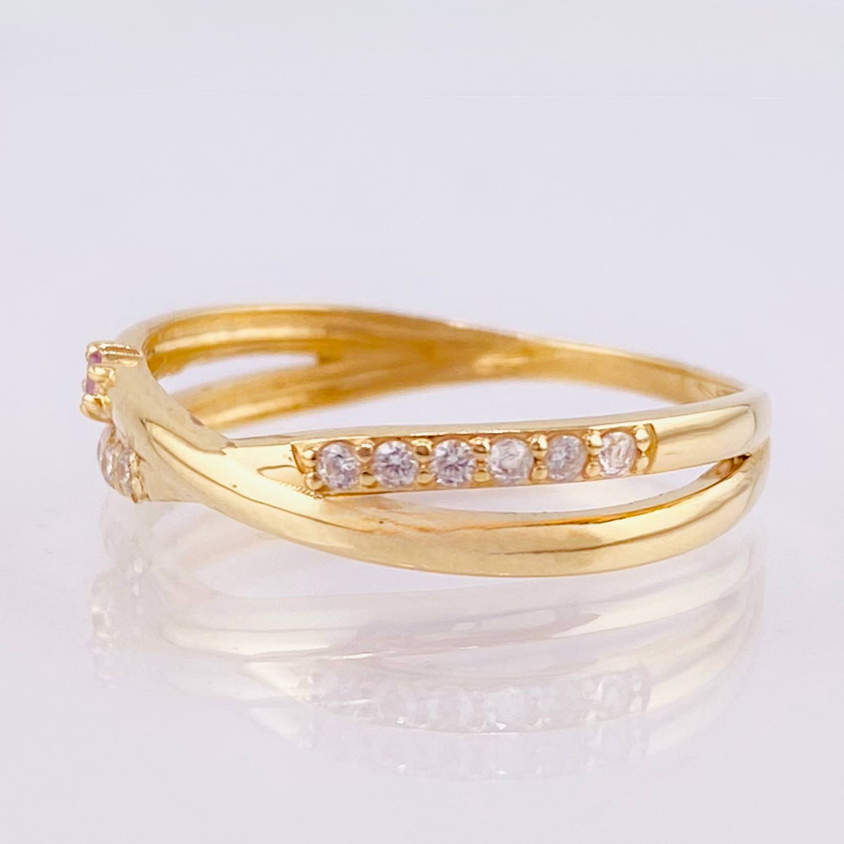 Anillo Carriles Cruzados 1.6gr / T6 1/2 / Oro Amarillo 18K