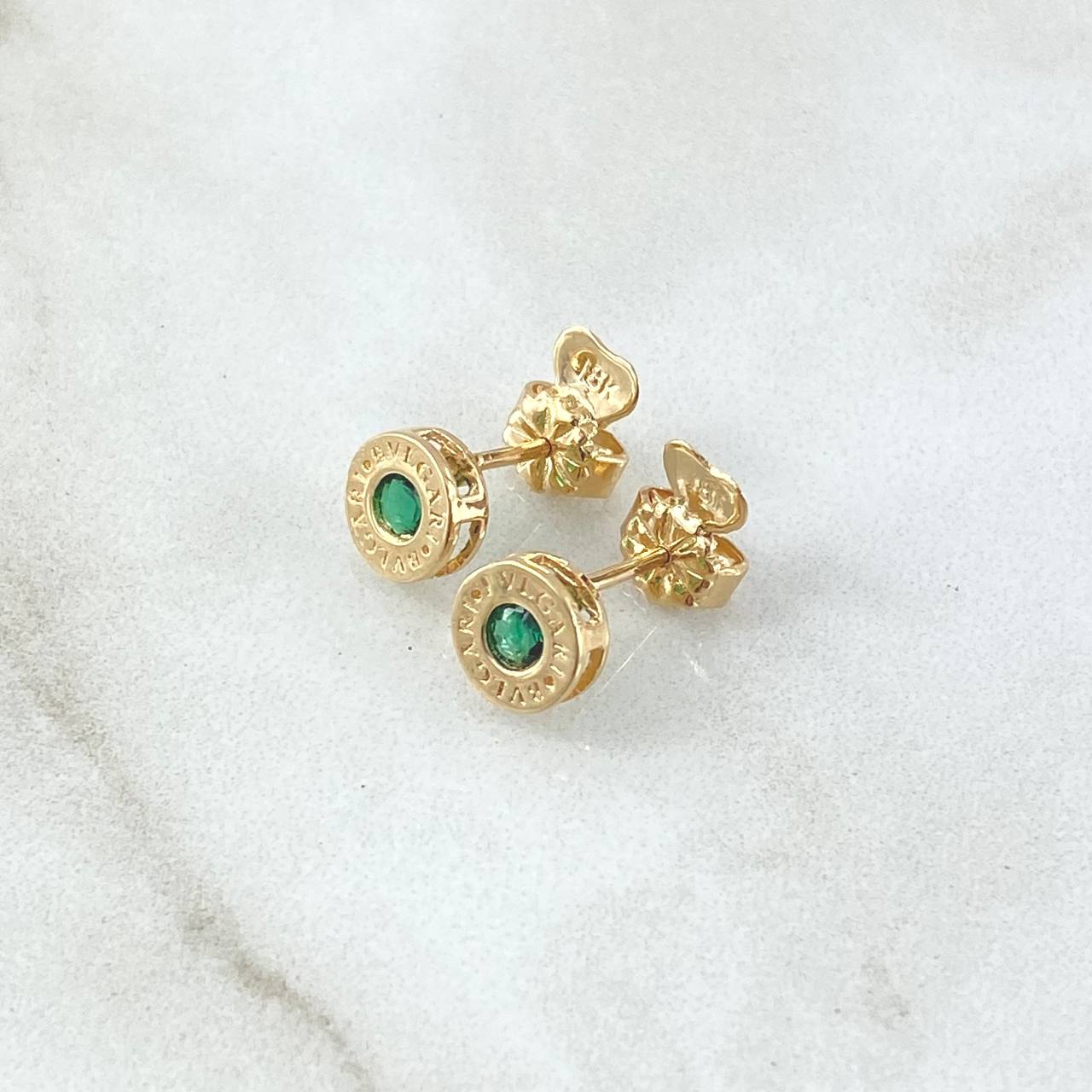 Topos Rusticos 1.75gr / 7mm Circon verde Oro Amarillo 18K *