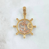 Pendant Nautical Anchor 6.4gr / 4.2cm / White Zircon Silhouette Three 18K Golds ©
