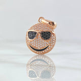 Pendant Emoji With Glasses 3.7gr / 3cm / Black and White Zircons 18K Rose Gold ©