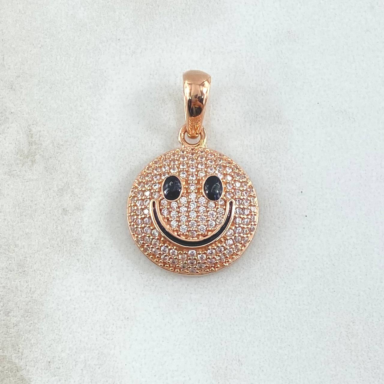 Pendant Happy Face 3.5gr / 3cm / White Zircons 18K Rose Gold ©