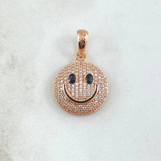 Pendant Happy Face 3.5gr / 3cm / White Zircons 18K Rose Gold ©