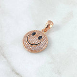 Pendant Happy Face 3.5gr / 3cm / White Zircons 18K Rose Gold ©