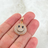Pendant Happy Face 3.5gr / 3cm / White Zircons 18K Rose Gold ©