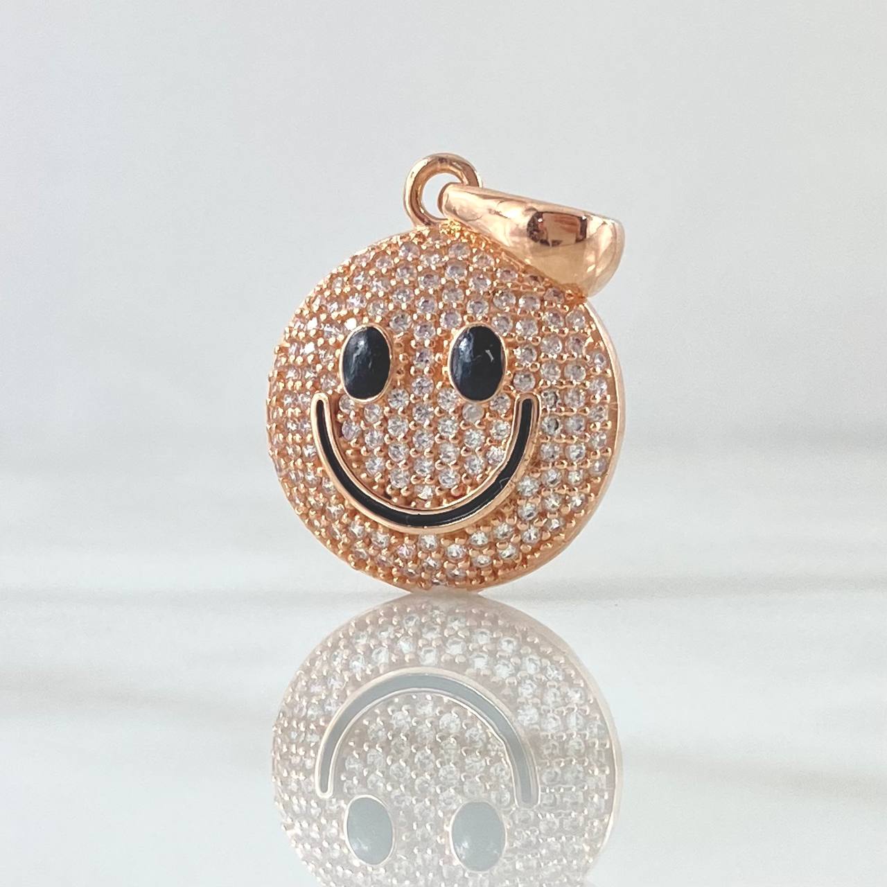 Pendant Happy Face 3.5gr / 3cm / White Zircons 18K Rose Gold ©