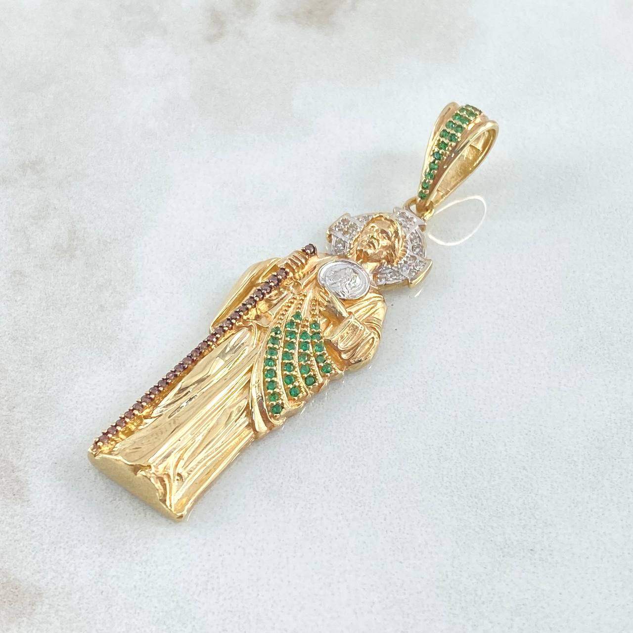 Pendant San Judas Tadeo 10.85gr / 6cm / Tricolor Two Yellows White 18K ©