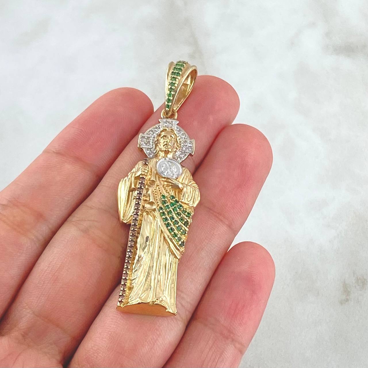 Pendant San Judas Tadeo 10.85gr / 6cm / Tricolor Two Yellows White 18K ©