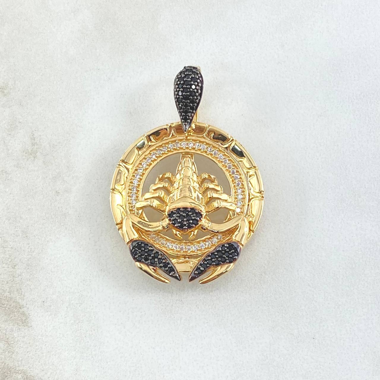 Pendant Scorpio Bow 11.5gr / 4cm / White Black Zircons 18K Yellow Gold ©
