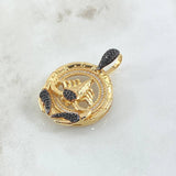 Pendant Scorpio Bow 11.5gr / 4cm / White Black Zircons 18K Yellow Gold ©