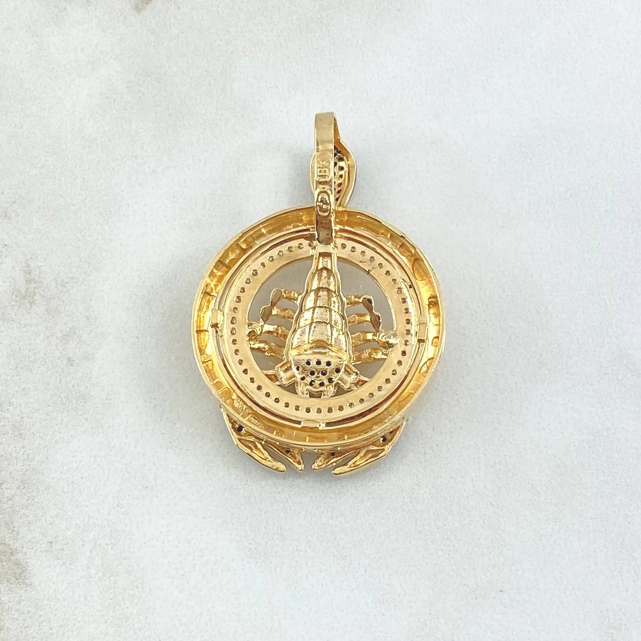 Pendant Scorpio Bow 11.5gr / 4cm / White Black Zircons 18K Yellow Gold ©