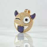 Pendant Devil Emoji 8.25gr / 3.5cm / White Purple Zircons 18K Yellow Gold ©