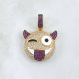 Pendant Devil Emoji 7.95gr / 3.5cm / White Fuchsia Zircons 18K Yellow Gold ©