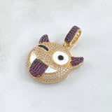 Pendant Devil Emoji 7.95gr / 3.5cm / White Fuchsia Zircons 18K Yellow Gold ©