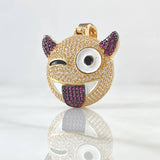 Pendant Devil Emoji 7.95gr / 3.5cm / White Fuchsia Zircons 18K Yellow Gold ©