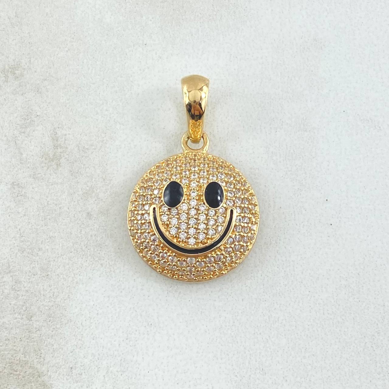Pendant Happy Face 3.7gr / 3cm / White Zirconia 18K Yellow Gold ©