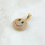 Pendant Happy Face 3.7gr / 3cm / White Zirconia 18K Yellow Gold ©