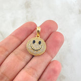 Pendant Happy Face 3.7gr / 3cm / White Zirconia 18K Yellow Gold ©